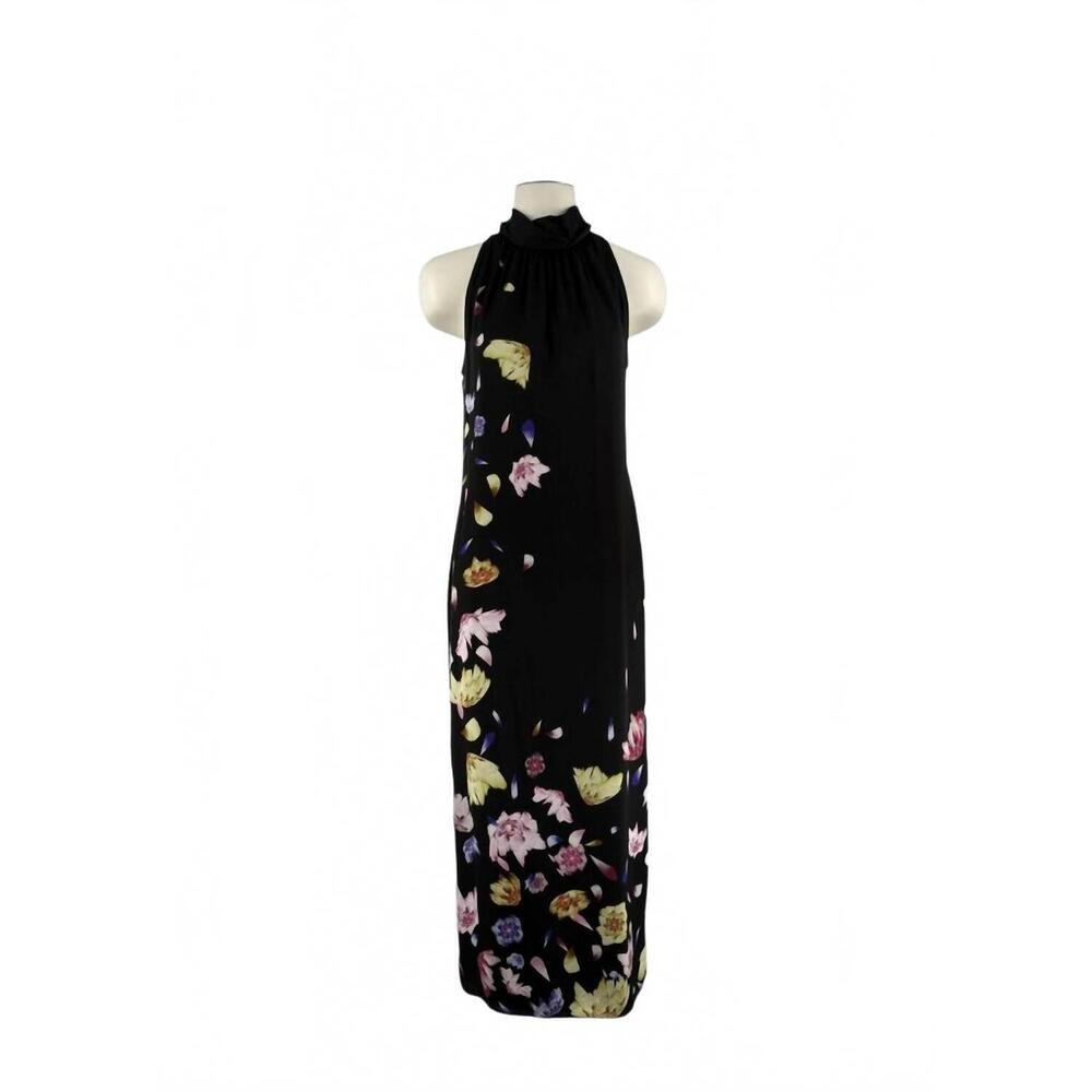NEW MI JONG LEE women's floral sleeveless silk maxi dress in black mul